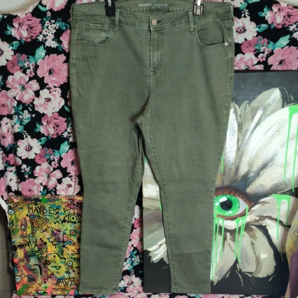 Old Navy Rockstar Olive Pants - Picture 1 of 6